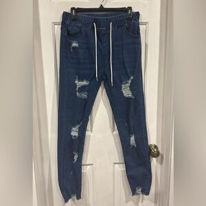 Women's Distressed Blue Skinny Jeans